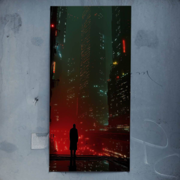 Neon-Regen-Stadtsilhouette - Poster