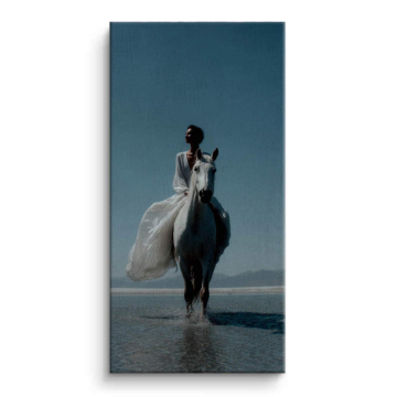 White Dress Horse Rider Canvas Art