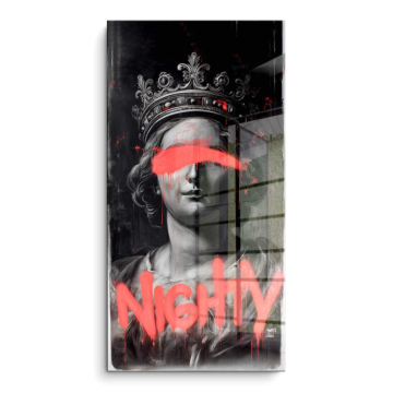 Reine aux yeux bandés avec graffiti - tableau PVC brillant
