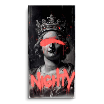 Reine aux yeux bandés avec graffiti - tableau PVC mat