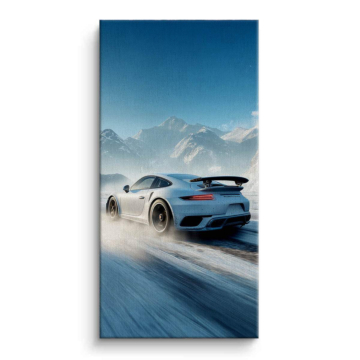 Porsche Inspired White Sports Car Canvas Art