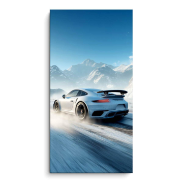 Bolide blanc inspiré de Porsche - tableau PVC mat