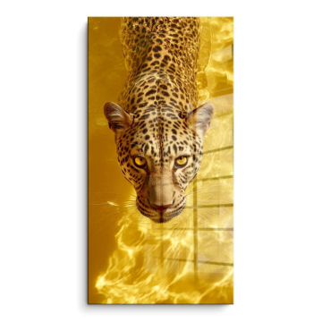 Goldenes Leopardenporträt - PVC-Bild glänzend