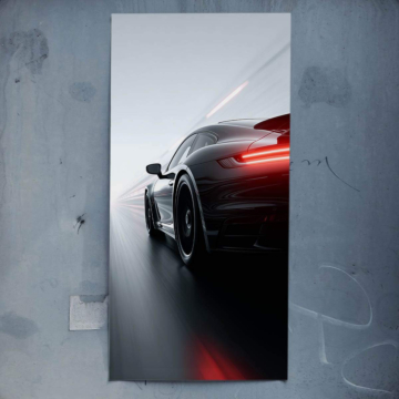 Schwarzer Porsche in Heckansicht - Poster