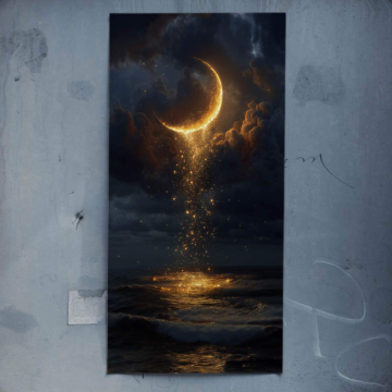 Lune dorée sur l’océan - poster