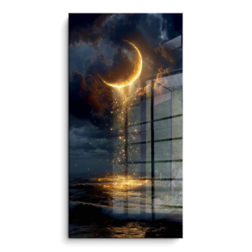Lune dorée sur l’océan - tableau PVC brillant