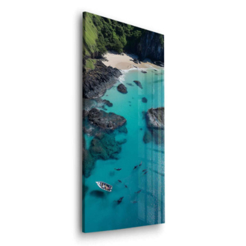 Crique turquoise - tableau en verre acrylique
