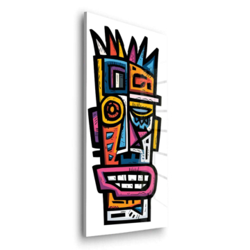 Farbenfrohe Tiki-Maske - Acrylglasbild