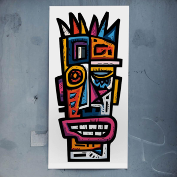 Farbenfrohe Tiki-Maske - Poster