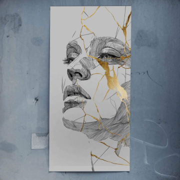 Gebrochenes Linienporträt einer Schönheit - Poster