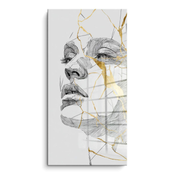 Gebrochenes Linienporträt einer Schönheit - PVC-Bild glänzend