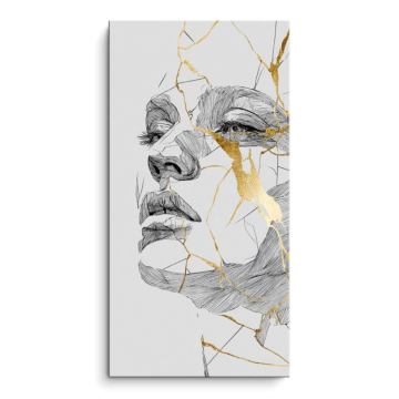 Retrato lineal de belleza rota - cuadro PVC mate