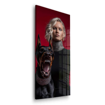 Reine avec chien de garde - tableau en verre acrylique