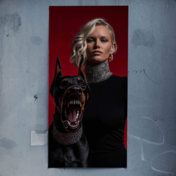 Reine avec chien de garde - poster