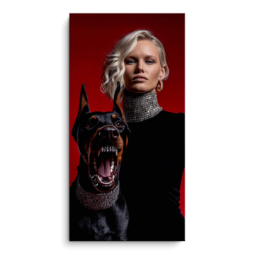 Reine avec chien de garde - tableau PVC mat