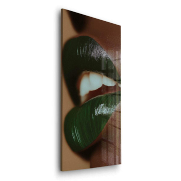 Green Lips Closeup Acrylic Glass Art