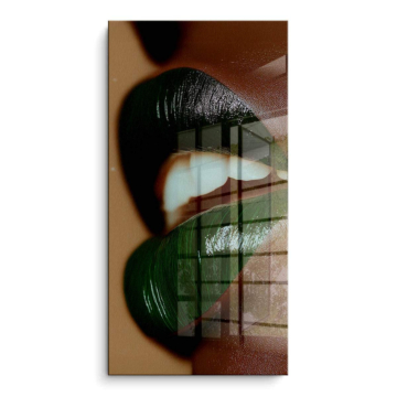 Green Lips Closeup PVC Gloss Art