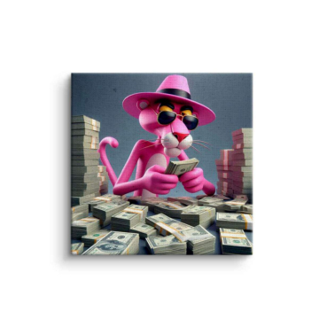 Pink Panther Inspired Money Canvas Art