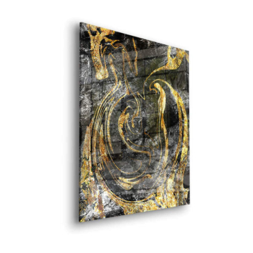 Abstracto dorado remolino - cuadro en vidrio acrílico