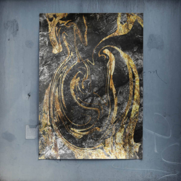 Abstracto dorado remolino - póster