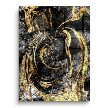 Abstracto dorado remolino - cuadro PVC brillante