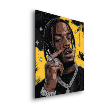 Rapper-Porträt mit Telefon - Dibond-Bild matt