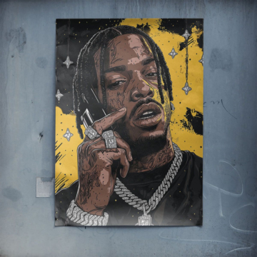 Retrato de rapero con teléfono - póster