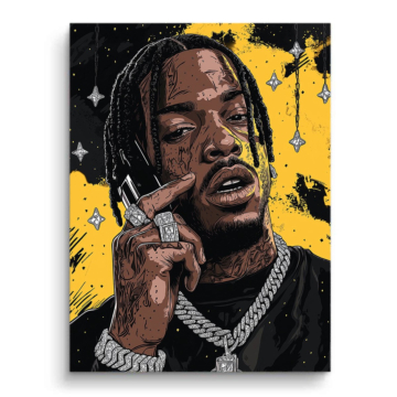 Rapper-Porträt mit Telefon - PVC-Bild matt