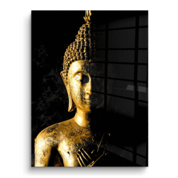Estatua dorado buddha - cuadro PVC brillante