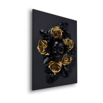 Calavera negro rosas - cuadro Dibond mate