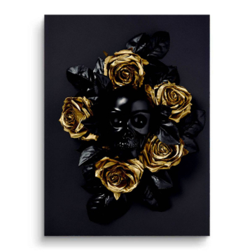 Calavera negro rosas - cuadro PVC mate