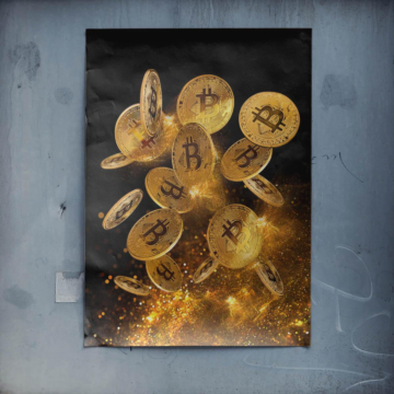Bitcoin dorado monedas - póster