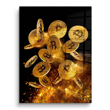 Bitcoin dorado monedas - cuadro PVC brillante