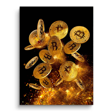 Bitcoin dorado monedas - cuadro PVC mate