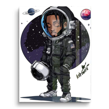 Träumender Cartoon-Astronaut - PVC-Bild glänzend