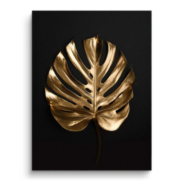 Hoja de monstera dorada - cuadro en lienzo