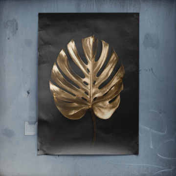 Hoja de monstera dorada - póster