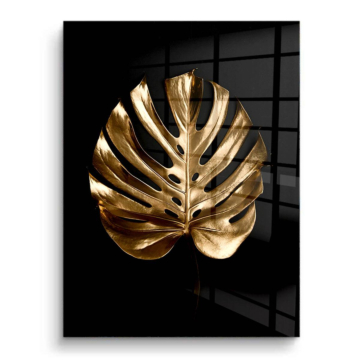 Hoja de monstera dorada - cuadro PVC brillante