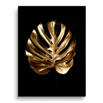 Hoja de monstera dorada - cuadro PVC mate