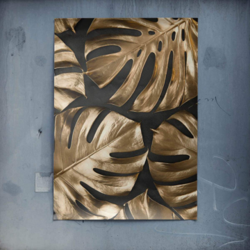 Patrón de monstera dorado - póster