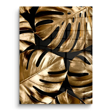 Patrón de monstera dorado - cuadro PVC brillante