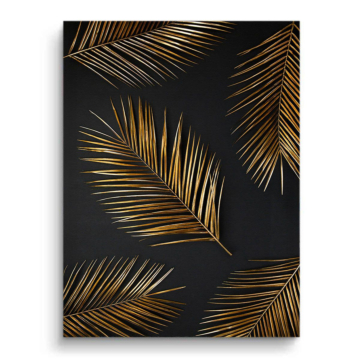 Hojas de palmera negras y doradas - cuadro en lienzo