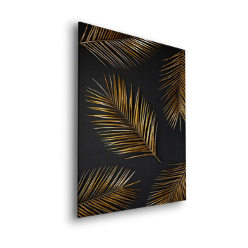 Hojas de palmera negras y doradas - cuadro Dibond mate