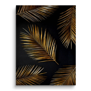 Hojas de palmera negras y doradas - cuadro PVC mate