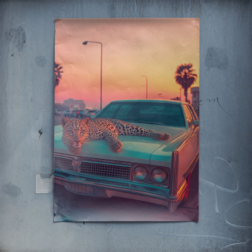 Leopard Lowrider Sunset Poster Art