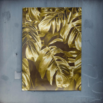 Hojas tropicales doradas - póster