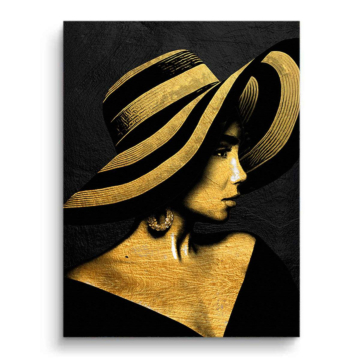 Mujer elegante con sombrero - cuadro en lienzo