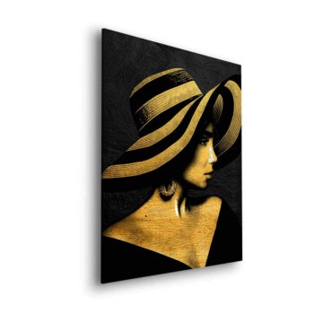 Mujer elegante con sombrero - cuadro Dibond mate