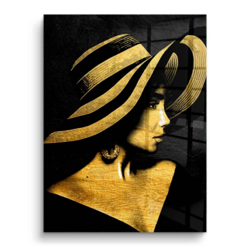 Mujer elegante con sombrero - cuadro PVC brillante