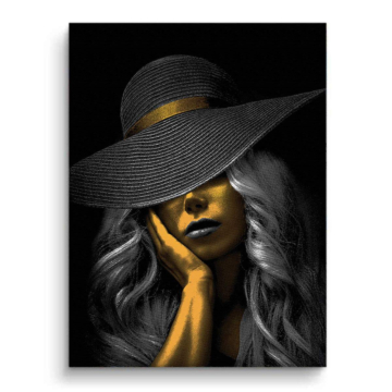 Retrato con sombrero de ala ancha - cuadro en lienzo